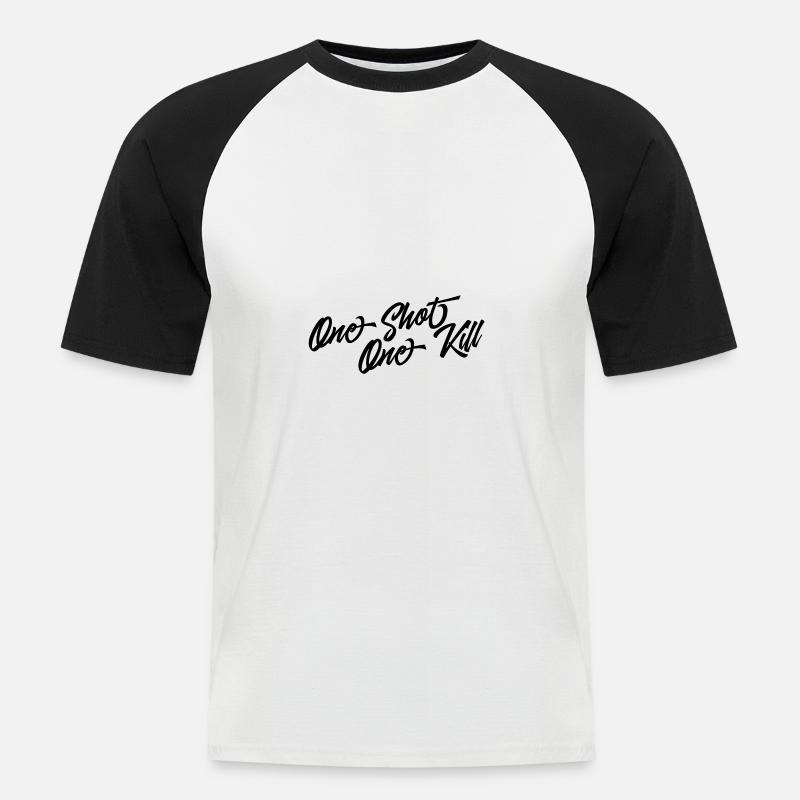 One shot one kill - Männer Baseball-T-Shirt - Weiß/Schwarz