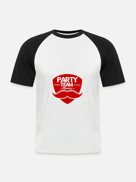 Party Team Member - Männer Baseball-T-Shirt - Weiß/Schwarz