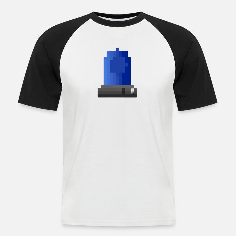 Blaulicht Sirene Pixelkunst - Männer Baseball-T-Shirt - Weiß/Schwarz
