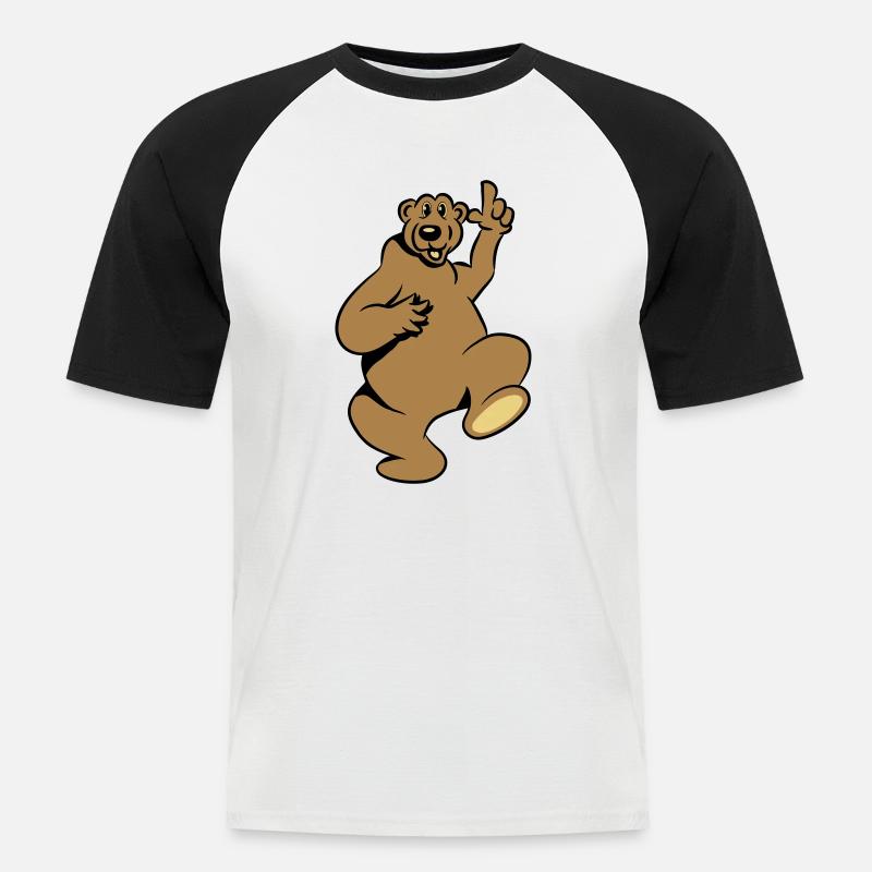Bär happy witzig - Männer Baseball-T-Shirt - Weiß/Schwarz