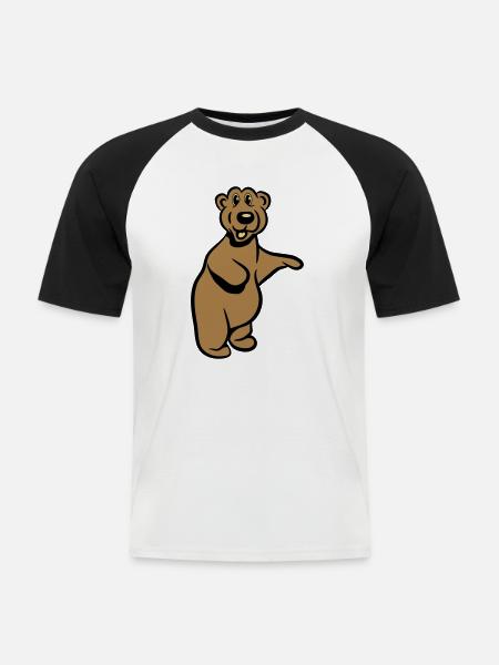 Bear funny comic - Men's Baseball T-Shirt - white/black