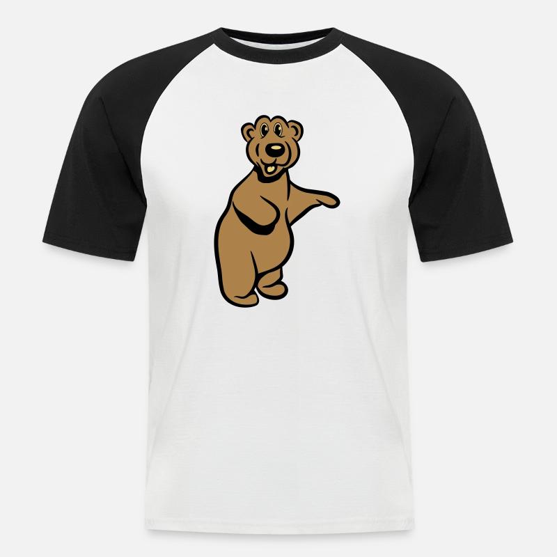 Bär witzig comic - Männer Baseball-T-Shirt - Weiß/Schwarz