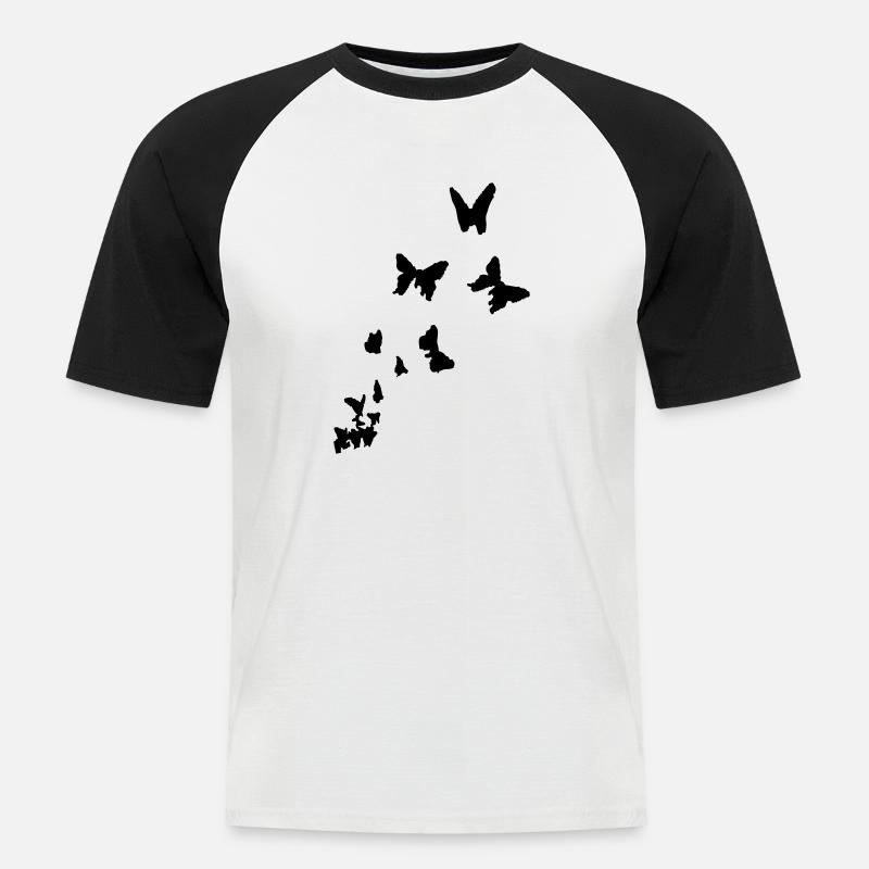 butterfly - schmetterlinge - Männer Baseball-T-Shirt - Weiß/Schwarz