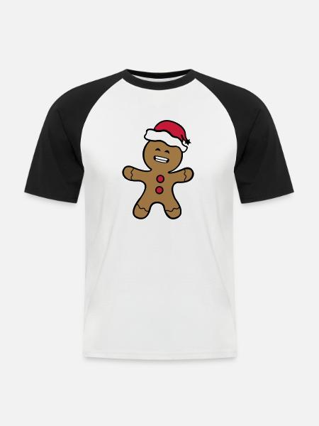lebkuchenmann_02 - Männer Baseball-T-Shirt - Weiß/Schwarz