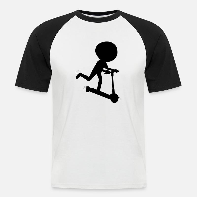 E-Scooter Roller Scooter - Männer Baseball-T-Shirt - Weiß/Schwarz