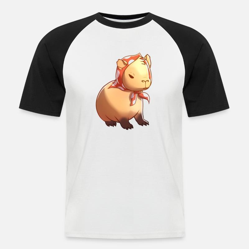 Babbushkapybara Babushka Capybara - Männer Baseball-T-Shirt - Weiß/Schwarz