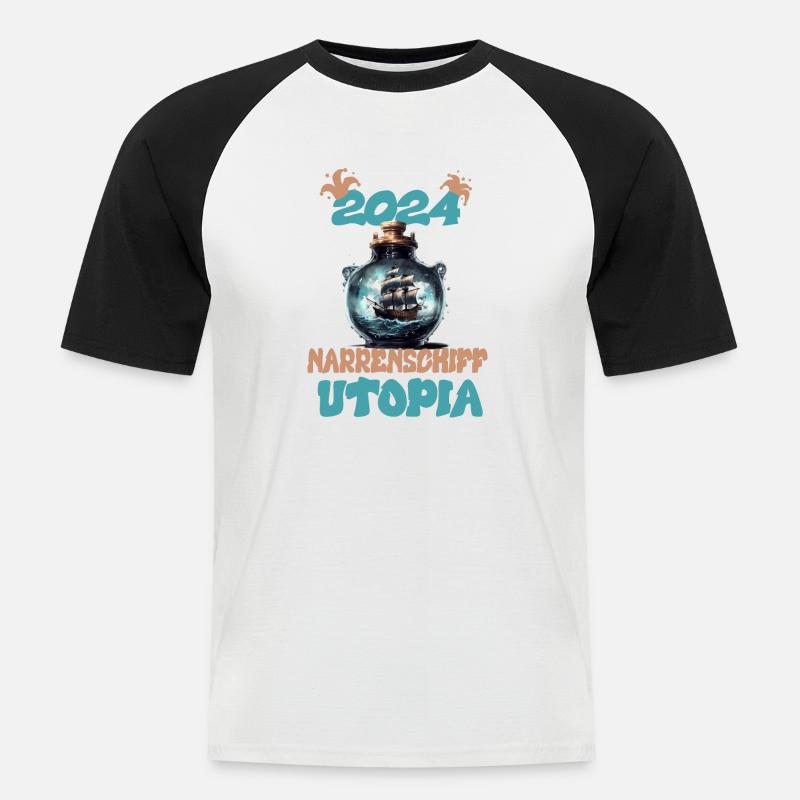 2024, Narrenschiff Utopia - Männer Baseball-T-Shirt - Weiß/Schwarz