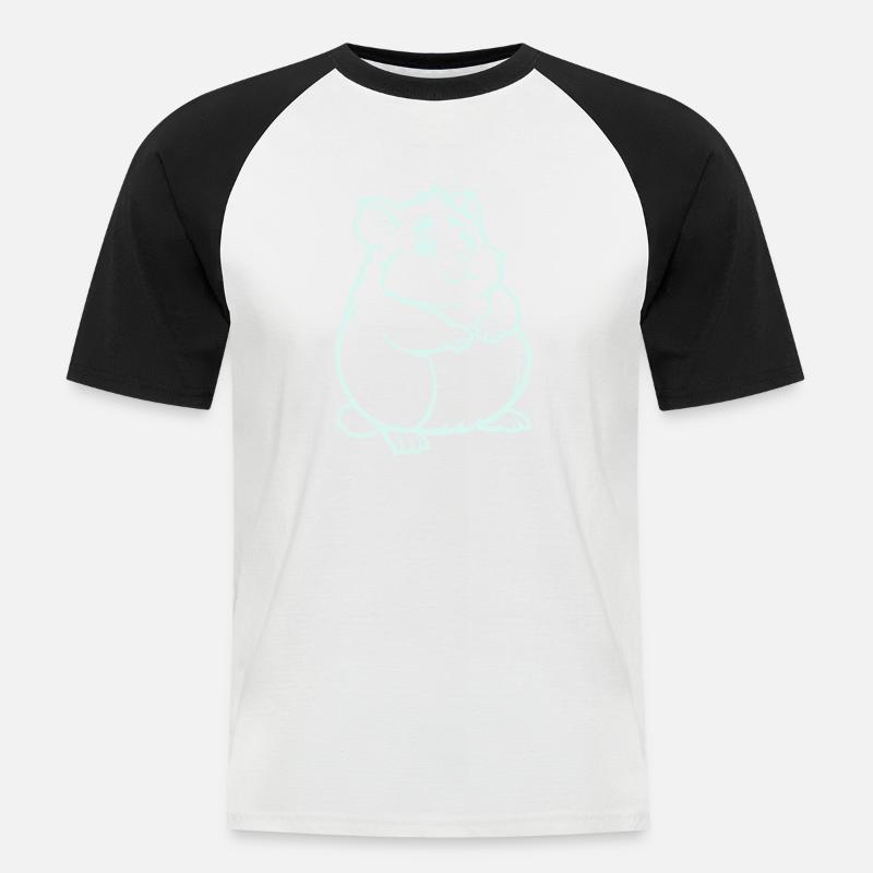 hamster comic tier - Männer Baseball-T-Shirt - Weiß/Schwarz