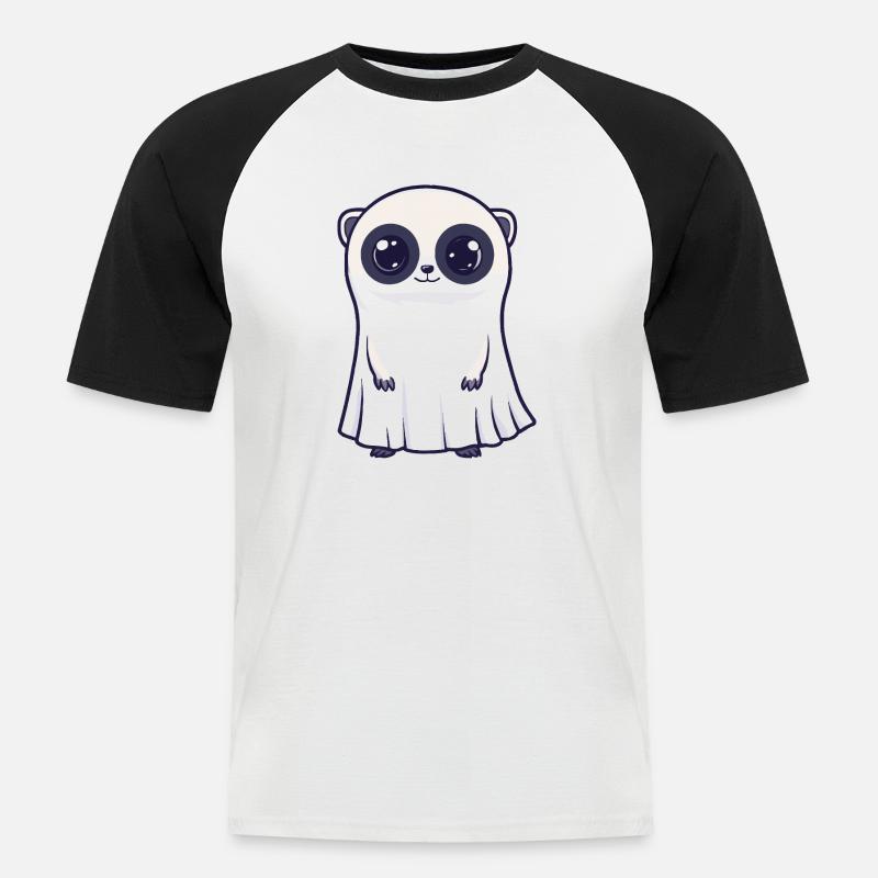 Erdmännchen Halloween Comic Geist - Männer Baseball-T-Shirt - Weiß/Schwarz
