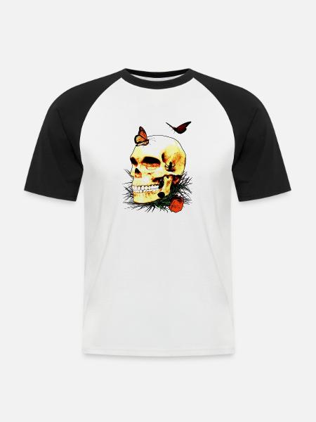 skull...perfect for halloween - Männer Baseball-T-Shirt - Weiß/Schwarz