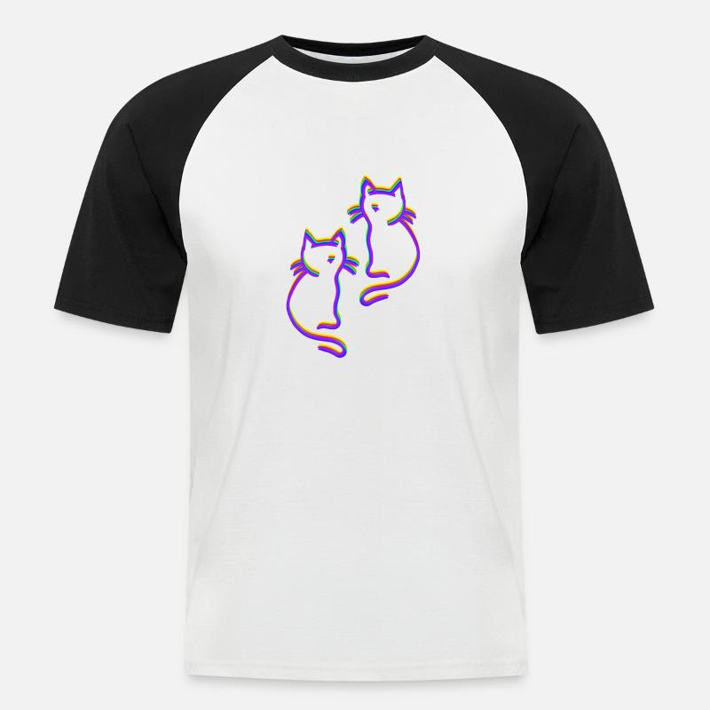 Regenbogen Katzen LGBT - Männer Baseball-T-Shirt - Weiß/Schwarz