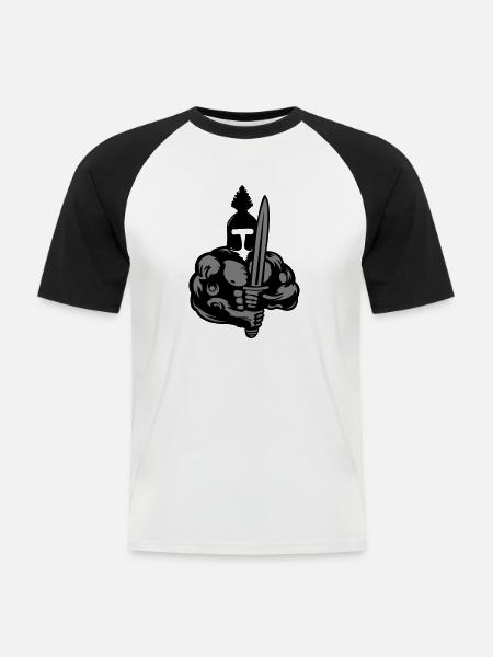 Spartan warrior - Men's Baseball T-Shirt - white/black