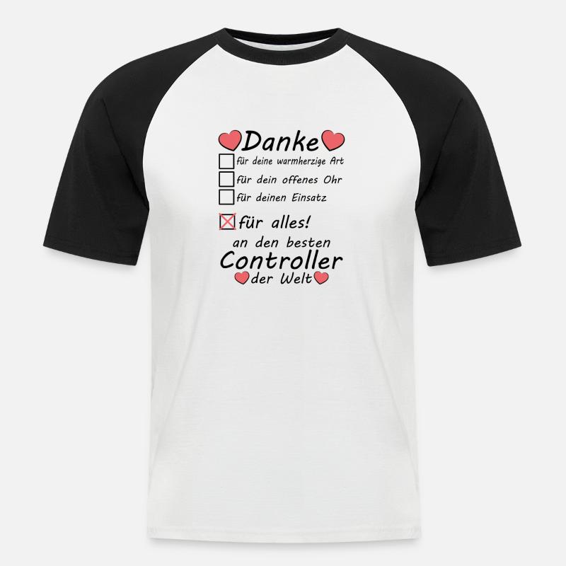 Controller Beruf Abschiedsgeschenk Danke sagen - Männer Baseball-T-Shirt - Weiß/Schwarz