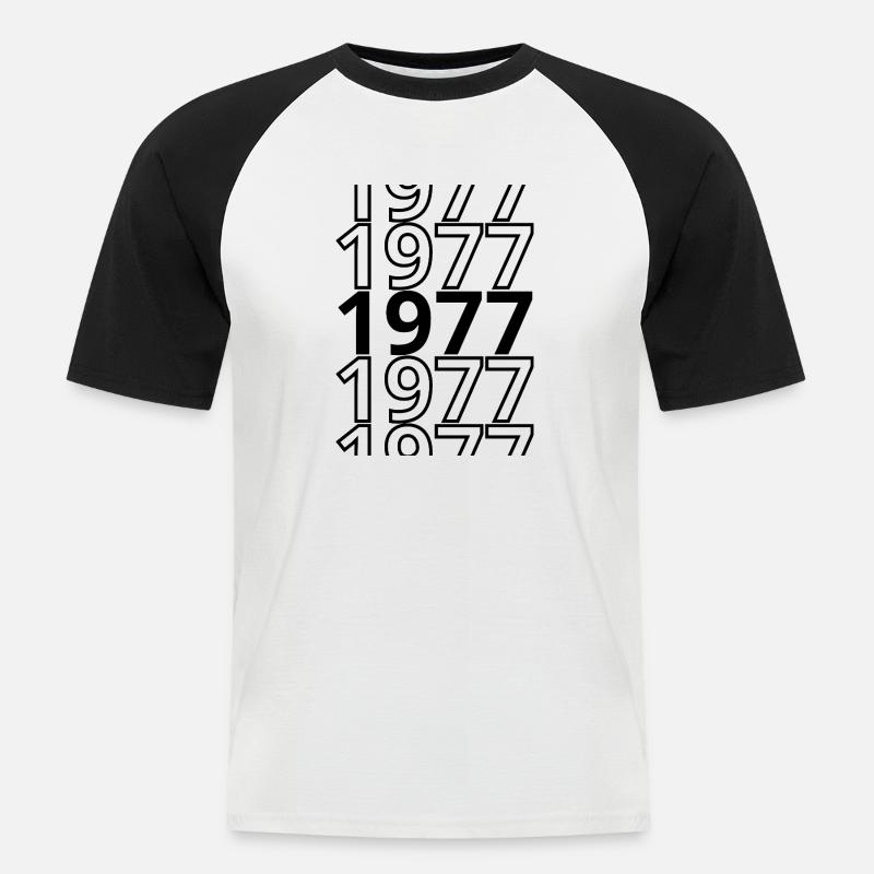 1977 1977 1977 - Männer Baseball-T-Shirt - Weiß/Schwarz