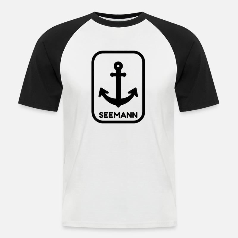 Seemann / Boot / Seebär / Segelboot - Männer Baseball-T-Shirt - Weiß/Schwarz