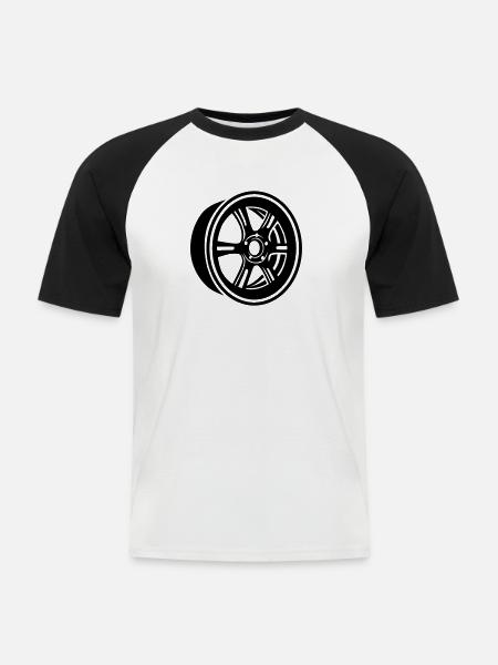 Felge - Männer Baseball-T-Shirt - Weiß/Schwarz