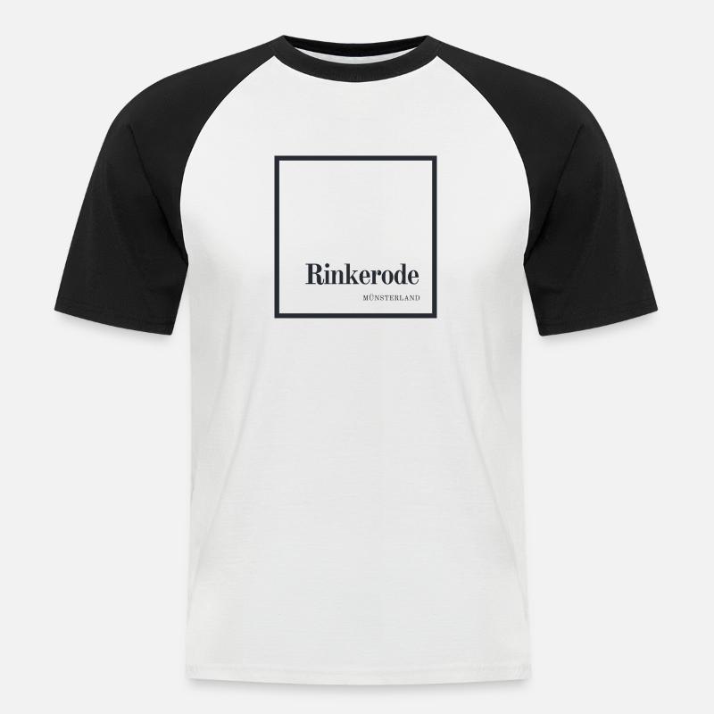 RInkerode - da komm ich her! - Männer Baseball-T-Shirt - Weiß/Schwarz