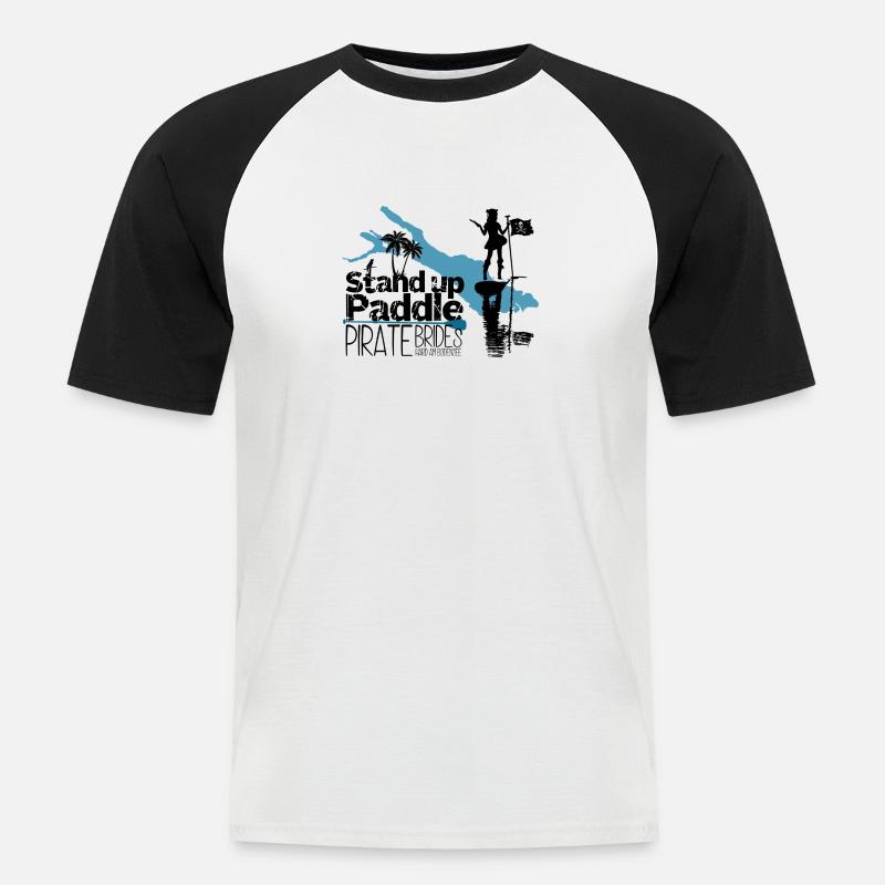 SUP Pirate Brides Bodensee - Männer Baseball-T-Shirt - Weiß/Schwarz