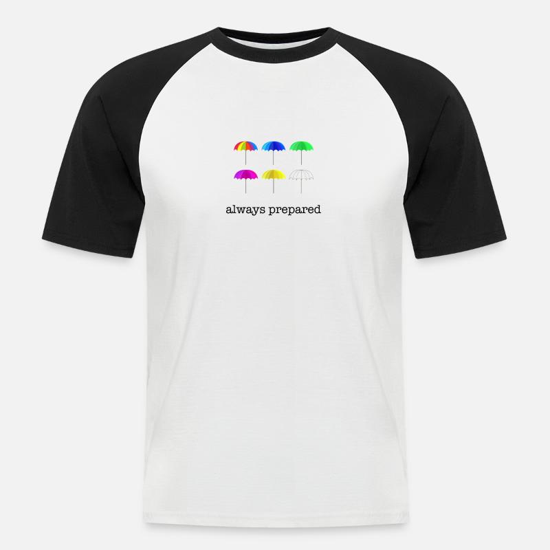 Regenschirme Herbst Geschenkidee - Männer Baseball-T-Shirt - Weiß/Schwarz