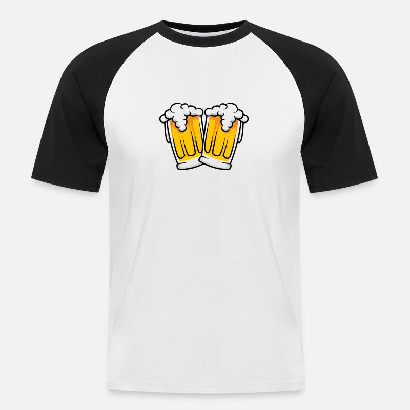 Bierglas Bierkrug Bier Comic - Männer Baseball-T-Shirt - Weiß/Schwarz
