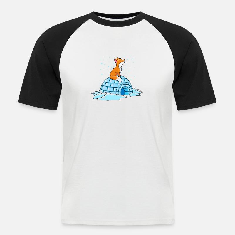 fuchs iglu winter ploar comic - Männer Baseball-T-Shirt - Weiß/Schwarz