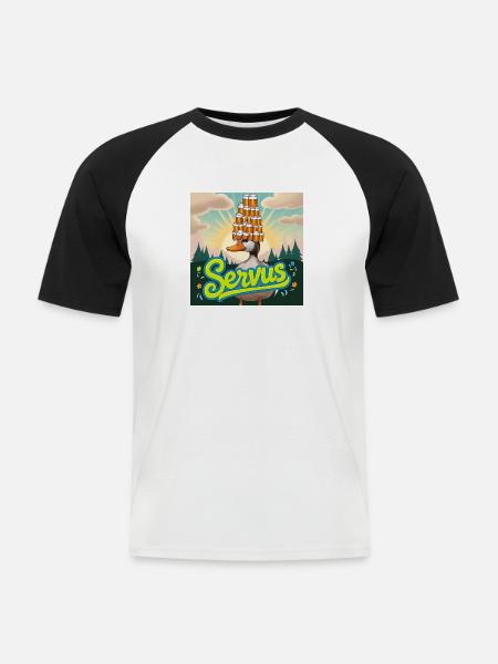 Servus meine Enteeen - Männer Baseball-T-Shirt - Weiß/Schwarz