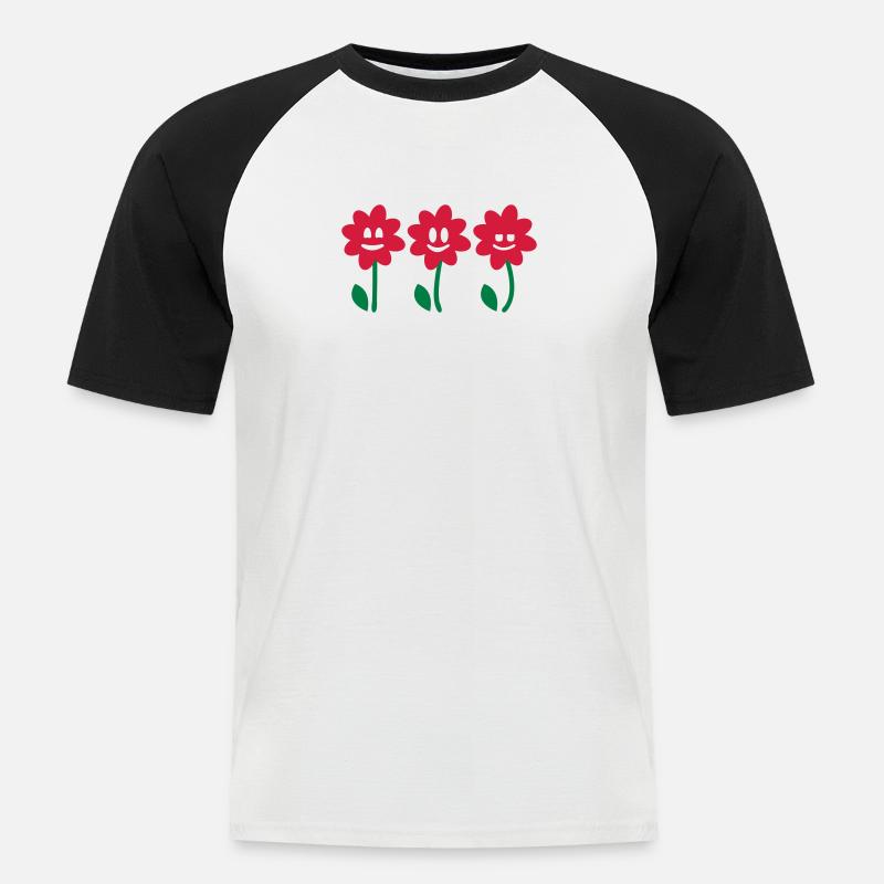 3 Blumen 3 - Männer Baseball-T-Shirt - Weiß/Schwarz
