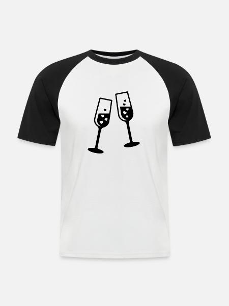 Herzprickeln - Männer Baseball-T-Shirt - Weiß/Schwarz