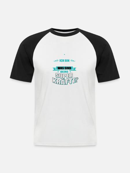 TRIATHLETIN -Superkräfte GESCHENK - Männer Baseball-T-Shirt - Weiß/Schwarz