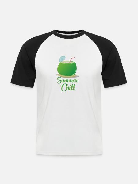 Sommer, Cocktail und Entspannen - Männer Baseball-T-Shirt - Weiß/Schwarz