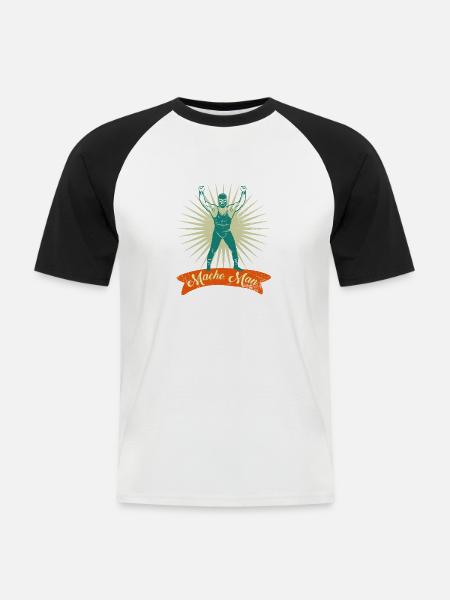 Wrestling Macho Man - Männer Baseball-T-Shirt - Weiß/Schwarz