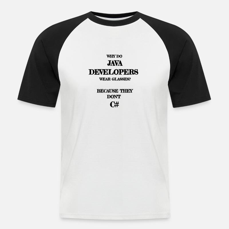 java developers joke Java Developer - T-shirt baseball manches courtes Homme - blanc/noir