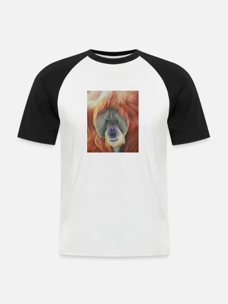 Orang Utan - Männer Baseball-T-Shirt - Weiß/Schwarz