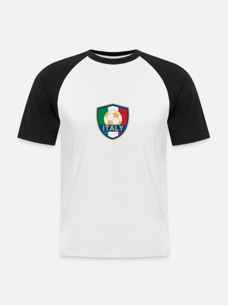 Italien Fußball - Männer Baseball-T-Shirt - Weiß/Schwarz