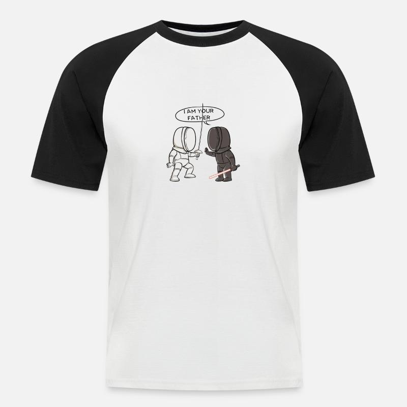 Scherma scherma padre spada spada spada spada foglio sciabola - Maglia da baseball a manica corta da uomo - bianco/nero