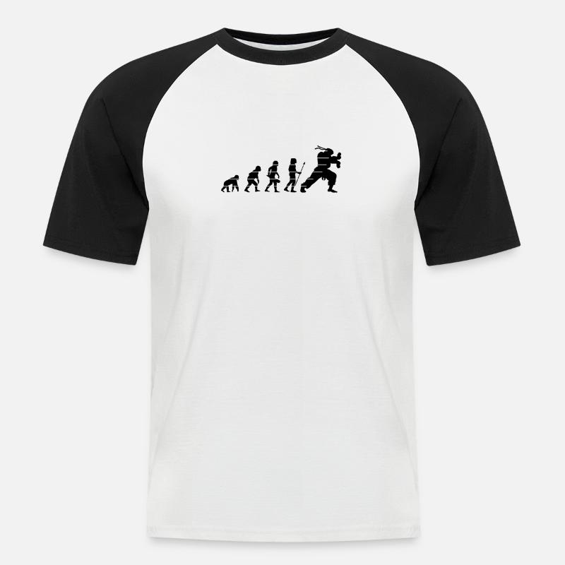 menschliche Evolution oder Hadouk - Männer Baseball-T-Shirt - Weiß/Schwarz