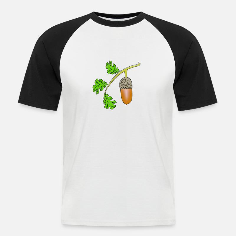 Eichel Blatt Eiche bea - Männer Baseball-T-Shirt - Weiß/Schwarz