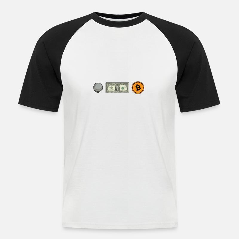 Bitcoin Evolution - Männer Baseball-T-Shirt - Weiß/Schwarz