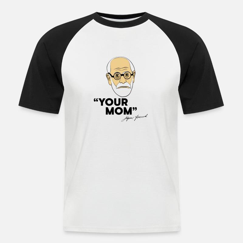 Deine Mutter | Sigmund Freud - Männer Baseball-T-Shirt - Weiß/Schwarz