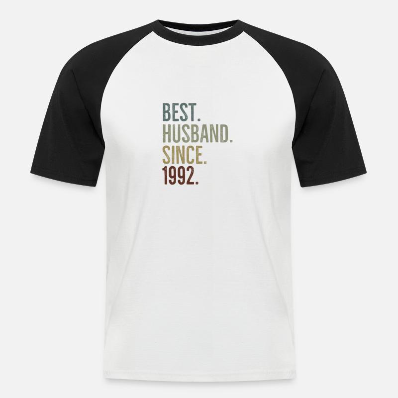 Bester Ehemann seit 1992 - Männer Baseball-T-Shirt - Weiß/Schwarz