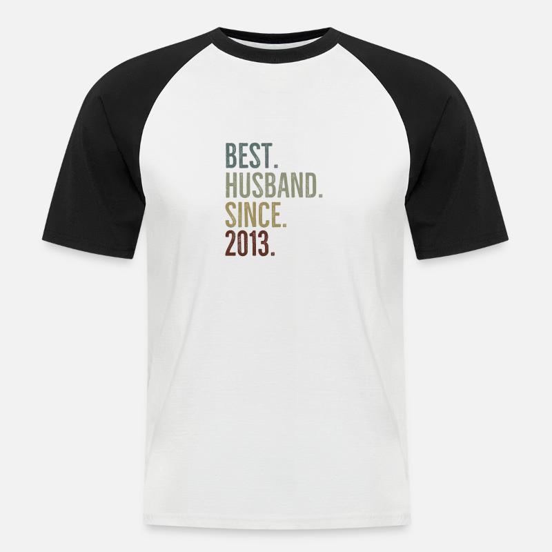 Bester Ehemann seit 2013 - Männer Baseball-T-Shirt - Weiß/Schwarz