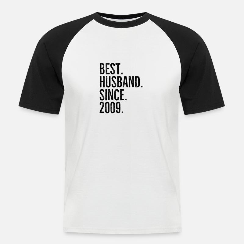 Bester Ehemann seit 2009 - Männer Baseball-T-Shirt - Weiß/Schwarz