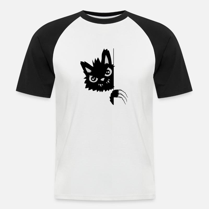 Evil Cat Scratches - Men's Baseball T-Shirt - white/black