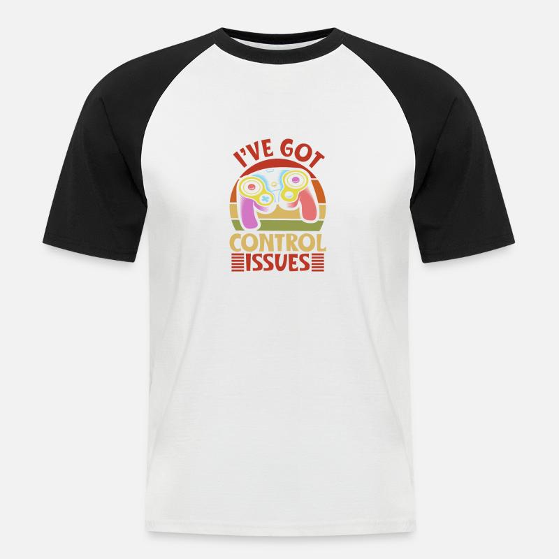 i ve got control issues - Männer Baseball-T-Shirt - Weiß/Schwarz