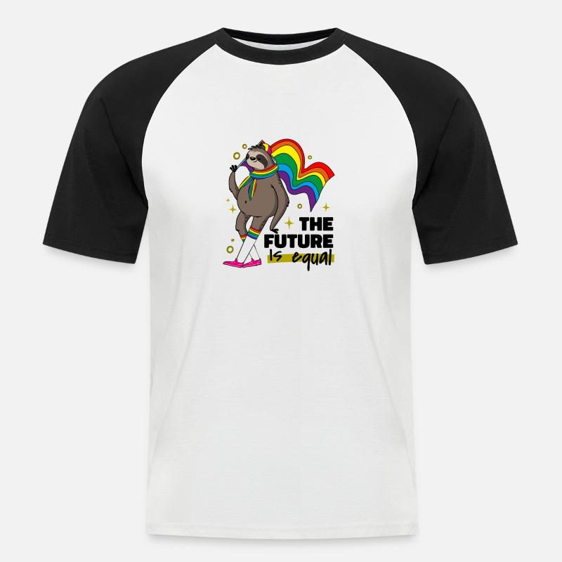 The Future is equal - Männer Baseball-T-Shirt - Weiß/Schwarz