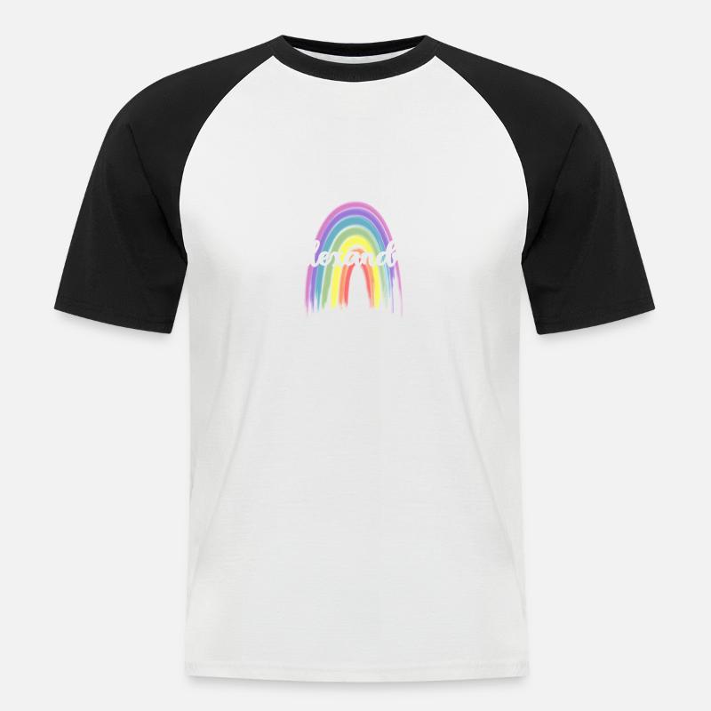 ALEXANDRA Rainbow Cursive - Männer Baseball-T-Shirt - Weiß/Schwarz