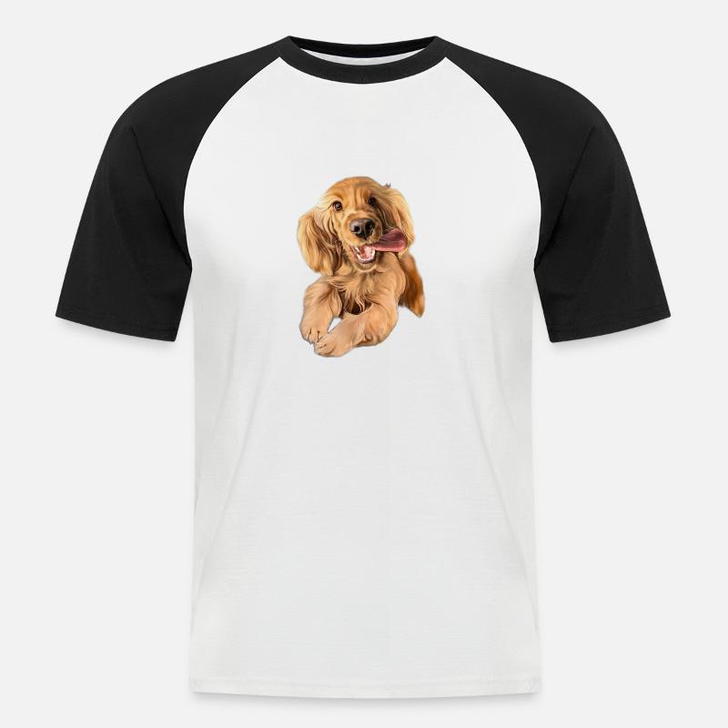 Springender Cocker Spaniel - Männer Baseball-T-Shirt - Weiß/Schwarz