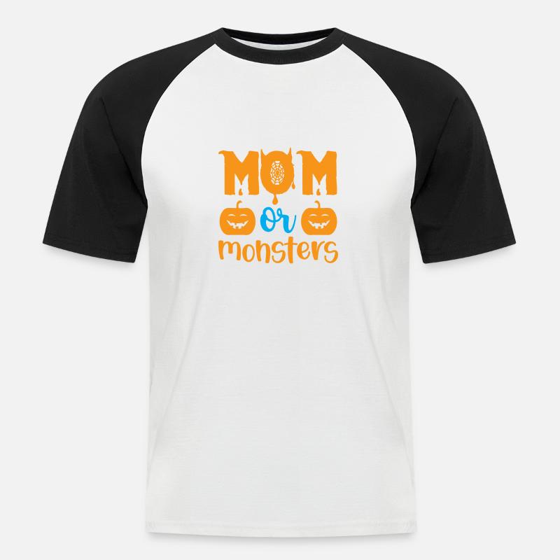 Mama oder Monster - Halloween-Humor - Männer Baseball-T-Shirt - Weiß/Schwarz