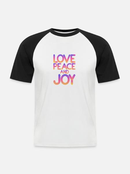 Love peace and joy - Men's Baseball T-Shirt - white/black