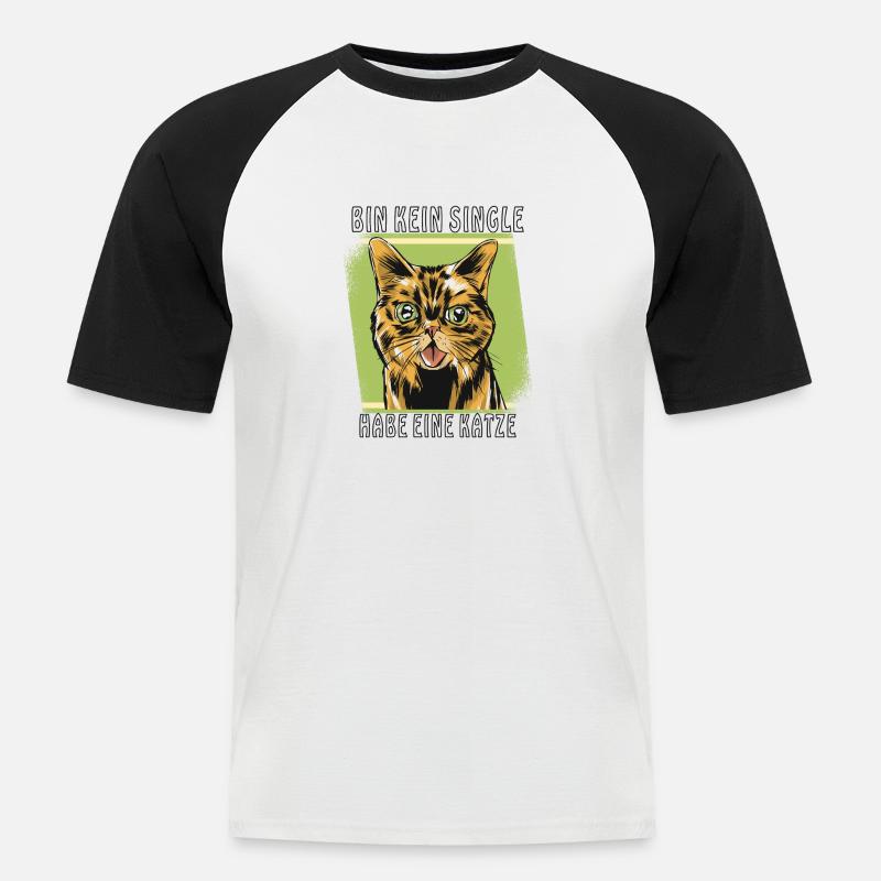 HABE EINE KATZE - Männer Baseball-T-Shirt - Weiß/Schwarz